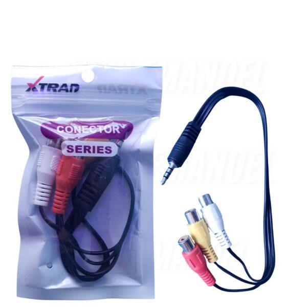 Cabo de audio e video P3 Para 3 RCA Fêmea 30cm XT-559