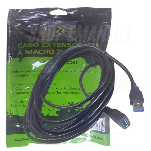 Cabo Extensor USB Macho USB Fêmea 5 Metros X-cell