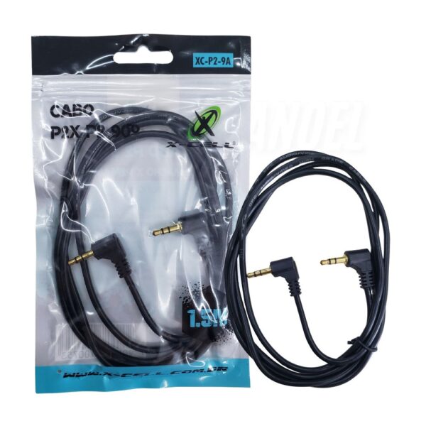 Cabo de Audio P2 x P2 90º 1,5 Metros X-Cell XC-P2-9A