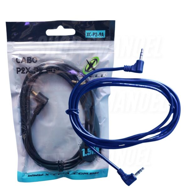 Cabo de Audio P2 x P2 90º 1,5 Metros X-Cell XC-P2-9A