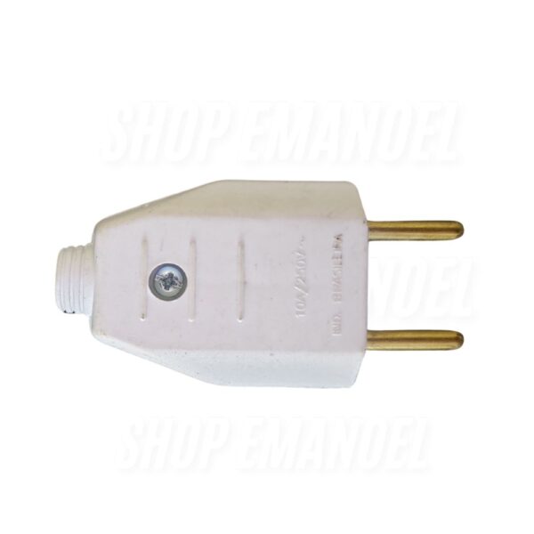 Plug Tomada Eletrica 110/ 220 V 10A 2 Pinos Macho branco