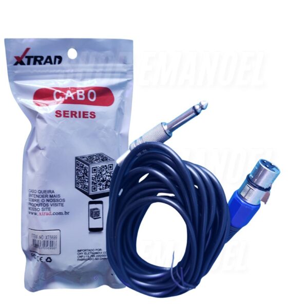Cabo Para Microfone P10 x Canon 5 Metros Xtrad XT5699 - Imagem 2