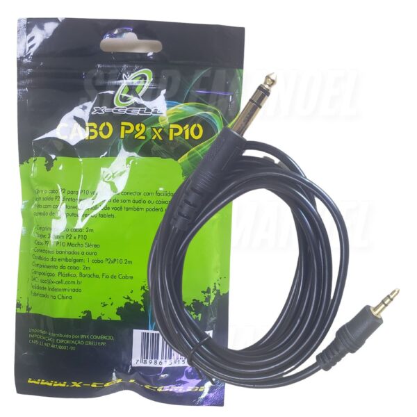 Cabo de audio P2 Para P10 Estéreo 2 Metros X-cell XC-P2xP10 - Imagem 2