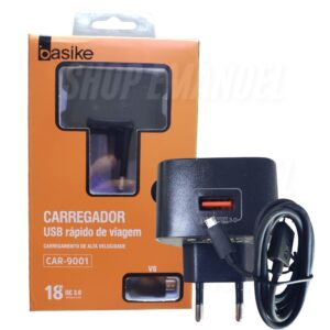 Carregador Usb V8 Turbo Com Cabo - 18W - CAR-9001