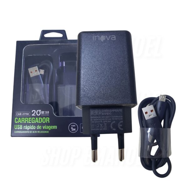 Carregador Usb V8 20W Com Cabo Inova CAR-2175D