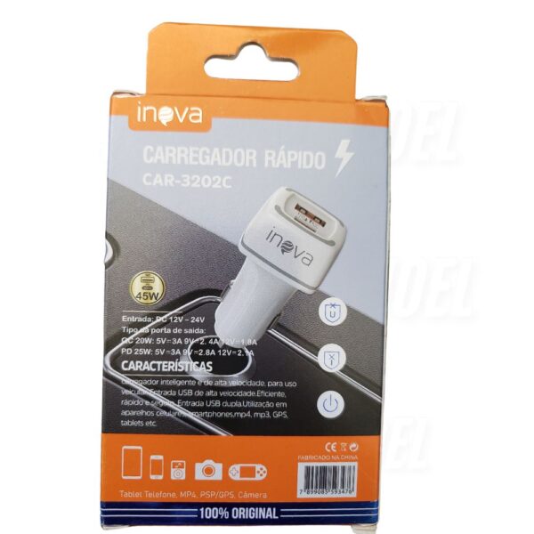 Carregador Usb TYPE C Veicular Turbo 45W - CAR-3202C - Imagem 4